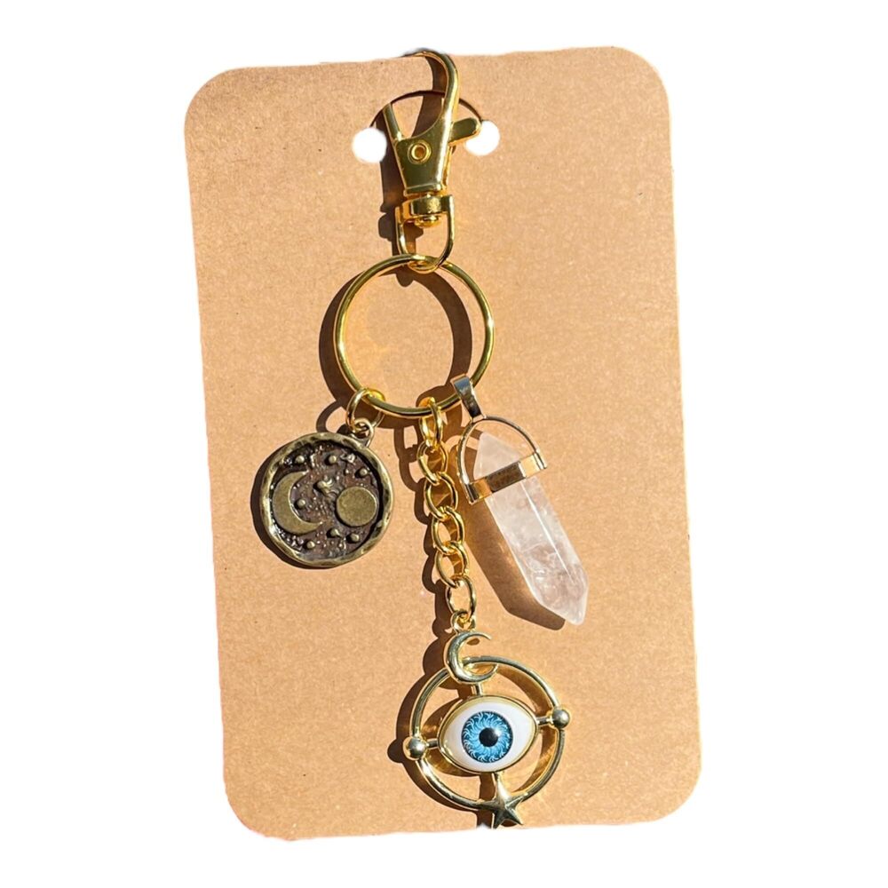 5883 Evil Eye Keychain Rustic Car Key Rings All Seeing Eye Purse Charms